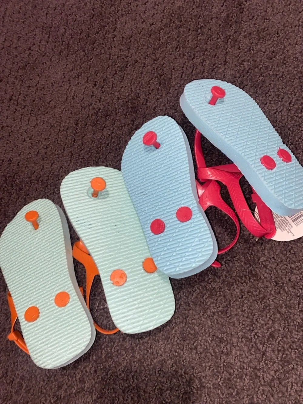 Kids' Dinosaur & Shark Flip Flop Sandals w/Back Strap- Orange Red Blue NWT❗️